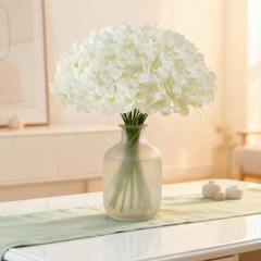 65Pcs Hydrangea Artificial Flowers Bulk，Realistic Silk Fake 65 Pcs White