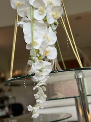 45” Long Wedding Bouquet Large Cascade Real Feel Artificial Flower Orchids Roses