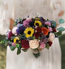 Sunflower Bridal Bouquet Wildflower Sola Wood Oversize Multicolor Bride Flowers
