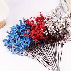4th of July Babys Breath Artificial Flowers 16 Bundles Red White Blue Fake Silk