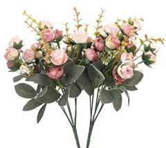 7 Branch1 Mini Rose Heads Artificial Flowers Bouquet Wedding Home 2 2 Pcs Pink