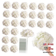 Pcs Hydrangea Artificial Flowers Bulk, Faux Hydrangea Full Flowers 24 White