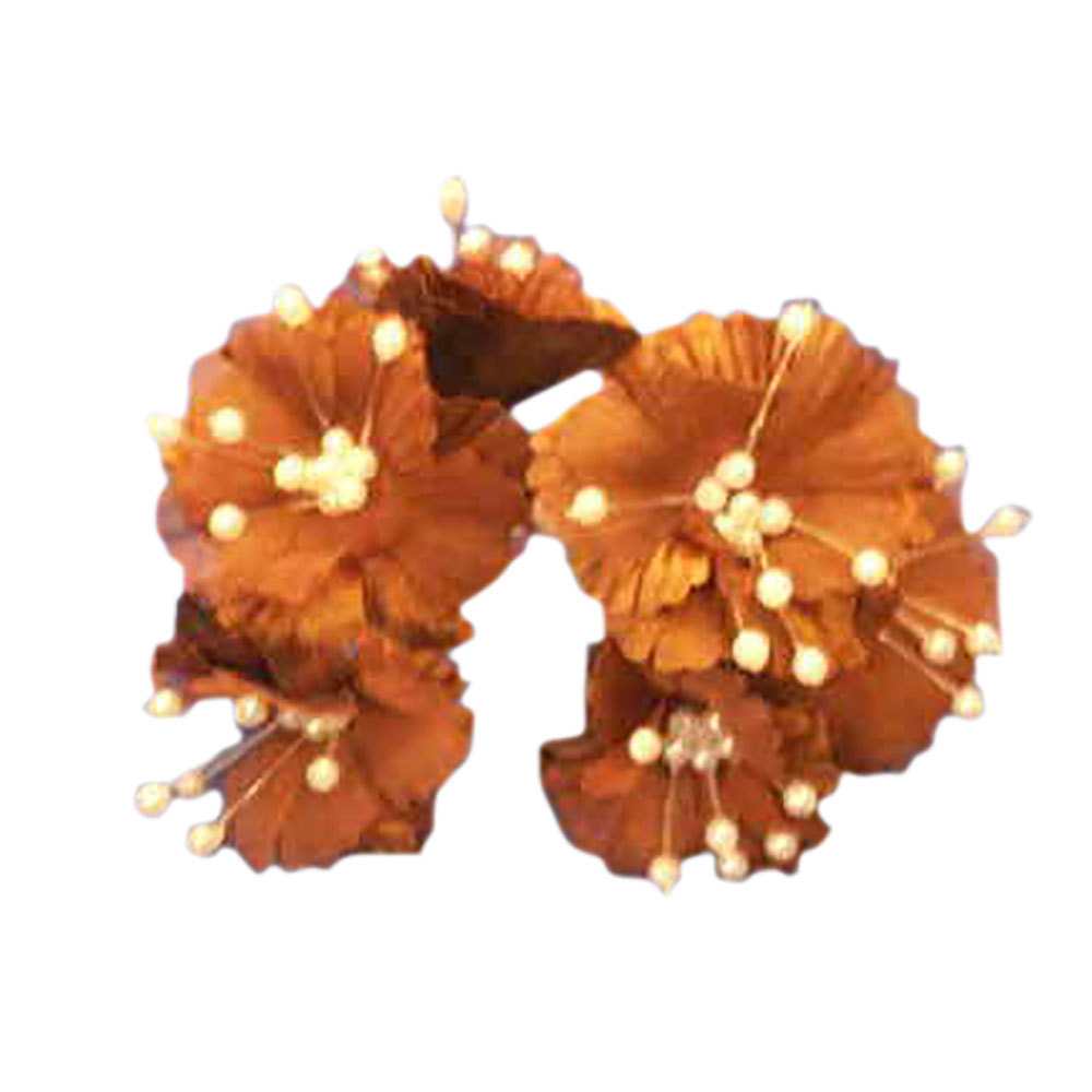 36 Silk Daisy Flower Favor Picks With Center Pearls – Brown