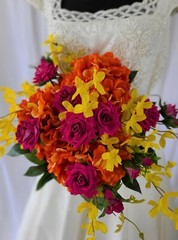 Beautiful and Bright Spring Garden Faux Silk Wedding Bouquet
