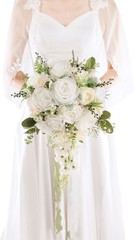 12 Inch Cascade Wedding Bouquets Bride Fall Burnt Orange Cascading Bridal