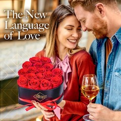 GLAMOUR BOUTIQUE 16 Flower Forever Heart Shape Box, Eternal Preserved Roses Gift