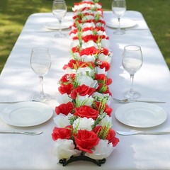 6 RED IVORY Silk Rose Flower Panels Artificial Floral Home Decorations