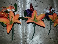 Wedding 21 pc bridal bouquet orange stargazer lily white ivory