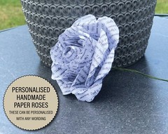 Personalised Paper Flower Rose Handmade wedding favour gift, 1st anniversary 086