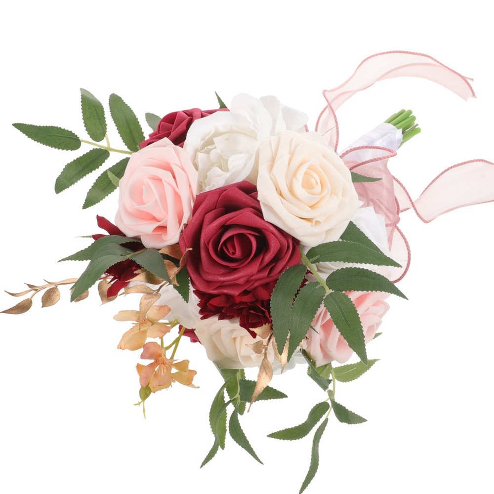 Plastic Artificial Bridesmaid Bouquet Wedding Flowers Romantic Table Decoration