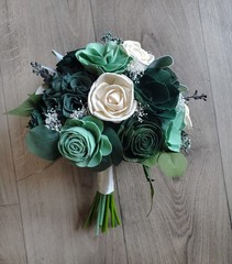 Emerald Green Bridal Bouquet Sage Sola Wood Bridesmaid Wedding Flower Prom Decor