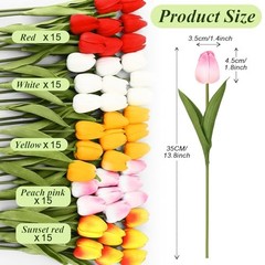 pcs Artificial Tulip Flowers Fake 1 Head 75 White, Red, Sunset Red, Pink, Gold