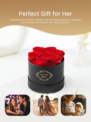 Beaulasting Long Lasting Preserved Roses in a Box Last a Year Black Box, Red