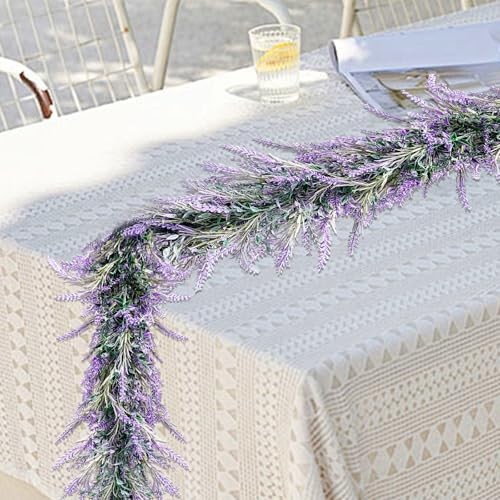 6ft Faux Lavender Garland – Purple Floral Decor for Weddings, 6ft-2pack