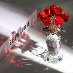 Movdyka Red Rose Crystal Flower Glass Roses Bouquet Gifts for Women Wife