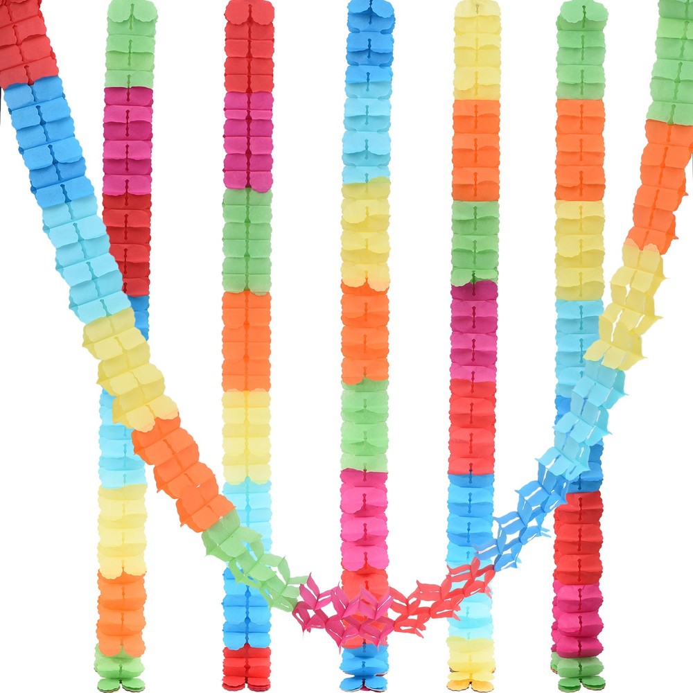 6Pcs 9.8ft Four-Leaf Paper Flower Garland Hanging Streamers, Multicolor