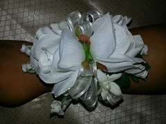 Wedding rose stephanotis white ivory wrist corsage prom homecoming military ball