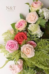 Artificial Flowers Real Looking Artificial Roses with Stems 25pcs Series Red