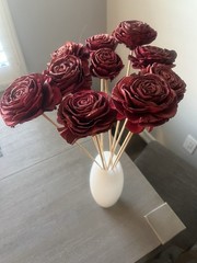 Roses Long Stem Red Roses 10 Rustic Sola Wood Flowers 21” Long