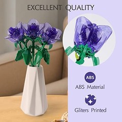 Rose Flower Bouquet Building Set with Lights – DIY Artificial Plant Gift for Wom
