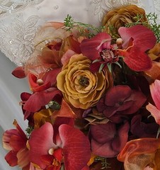 Silk Orchid and Rose Cascade Wedding Bouquet