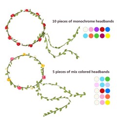 EBOOT 15 Pieces Assorted Colored Flower Crown 1 Count (Pack of 15),
