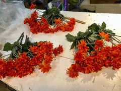 faux silk flower Gerbera Daisy Bush. sold as a set of 6 stems with 7 blooms each