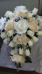 22 PC Champagne & Ivory cascade wedding bouquet package RUSH ORDER AVAILA