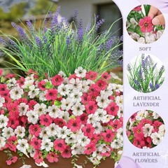 Artificial Flowers for Outdoors UV Resistan 12 Pcs Silk Daisies Rose Red White