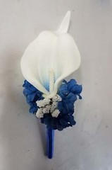 Royal Blue Ivory White Calla Lily Bridal Wedding Bouquet Accessories