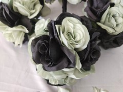 Wedding Bouquet Set, Black, Green Flower Package, 11 Pieces