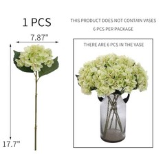 6pcs Green Silk Hydrangea Artificial Flowers Fake Hydrangeas with Lime Green