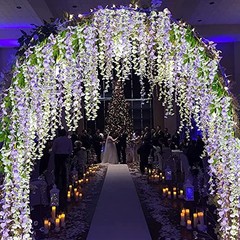 Wisteria Garland 5pack 33Ft Artificial Fake Wisteria Vine Hanging Purple