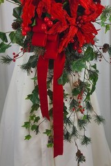 Christmas Poinsettia Waterfall Faux Silk Wedding Bouquet
