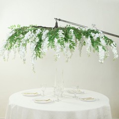 55″ WHITE Silk Wisteria Vine Hanging Artificial FLOWER Chandelier Party