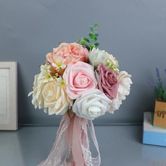 Elegant Wedding Bouquets Artificial Rose Flower Bunch for Bride and Bridesmaids