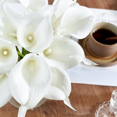 Artificial Calla Lily 12Pcs White Real Touch Faux Flowers for A – Pure White