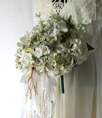 Feather and Flower Gypsy Boho Silk Wedding Bouquet