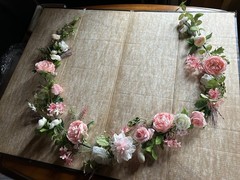 Pink And White Silk Flower Garland 7ft