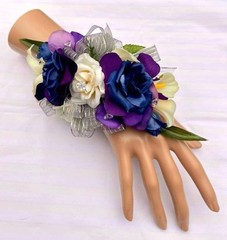Wrist Corsage Navy Purple Silver Ivory Rose Wedding Homecoming Dance Flowers
