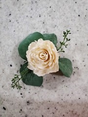 Ivory White Wedding Cake Flower Eucalyptus DIY Topper Reusable Sola Wood Decor