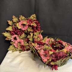 2 Pcs WeddingFloral Rings Wreaths, Maroon And Pink