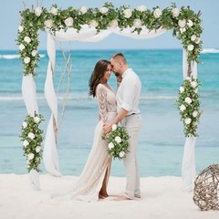 2Pcs 13Ft Artificial Eucalyptus Garlands with Flowers – 8 2 Pcs White Rose