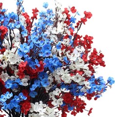 DoubleWood 4 of July Decor Artificial Flowers Indoor, 10PCS Red White and Blu…