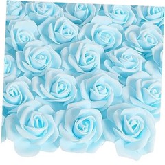 100PCS Foam Roses Artificial Flowers Blue Foam Flowers Bulk Stemless Baby Blue