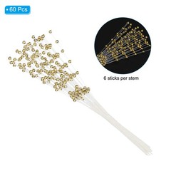 60 Pcs 4mm Pearl String Bouquet Pearl Stick Stems Bouquets Garland Spray, Gold