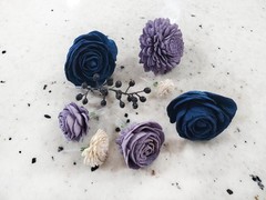 Lavender & Navy Bridal Bouquet Sola Wood Purple Blue Wedding Flowers Bridesmaid