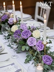 Artificial Flowers,Real Touch Fake Flowers Rose with Stems 25pcs Series Purple
