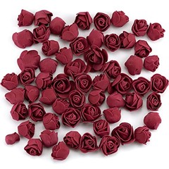 100 Pcs Foam Artificial Burgundy Roses Mini Fake Flowers Mini Artificial Fake