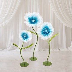 Artificial Flowers 3pcs Light Blue Wedding Aisle Decor With Base Adjustable Stem